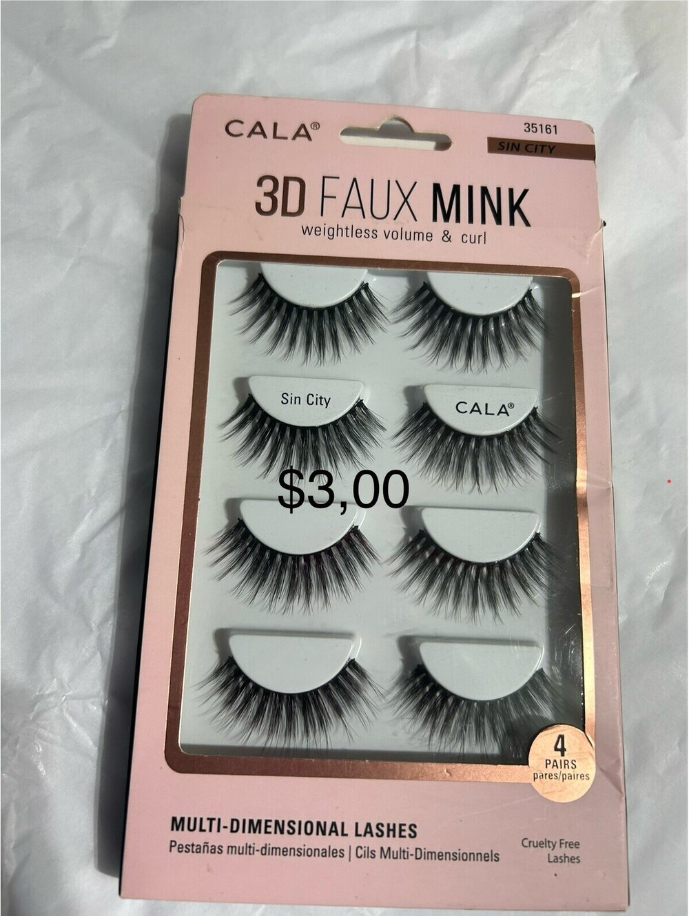 Cala 3D Faux Mink Multi-Dimensional False Eyelashes #35111 SIN CITY - 4 Pairs